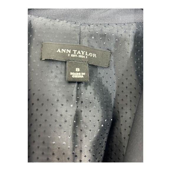 Ann Taylor Blazer Size 8 Black Wool Blend Two Button Notch Long Sleeve Career - Picture 5 of 15